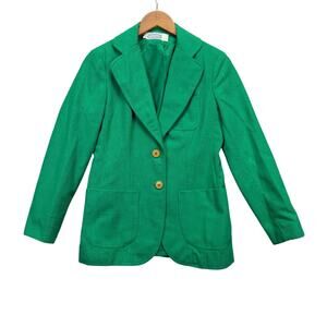 Academia 80s Green Sport Coat Jacket Button Union The Villager Vintage USA 8